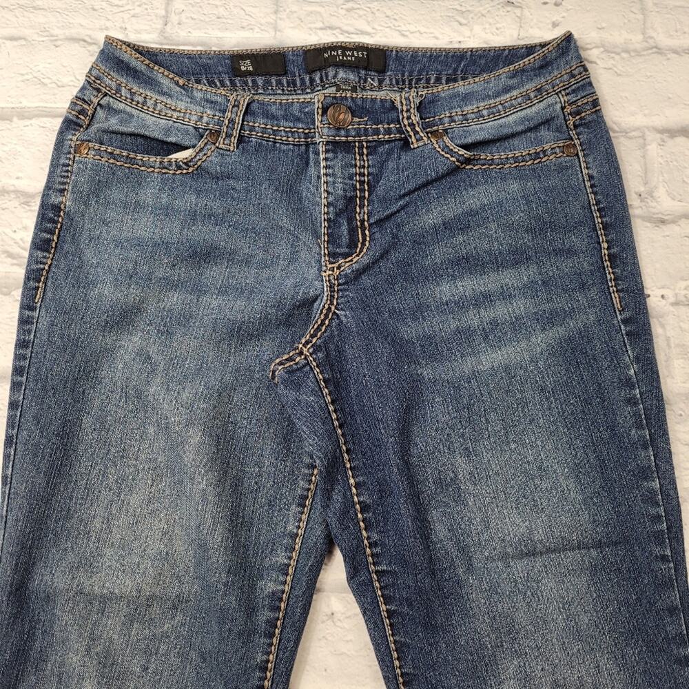 Nine West Bling Embroidered Rhinestone Studded Cropped Jeans size 6 Thick Stitch - Picture 5 of 15